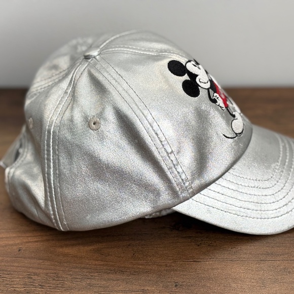 Disney Parks MICKEY MOUSE Hat Shiny SILVER Cap Adult Strapback Embroidered NEW - Picture 6 of 13